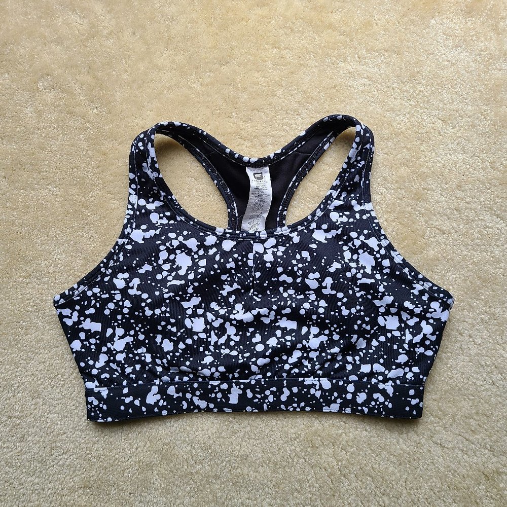 NWOT Fabletics Sports Bra Black White Size Medium